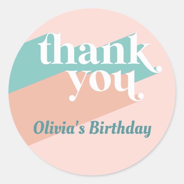 Sticker Rond Merci du parti rétro (Devant)