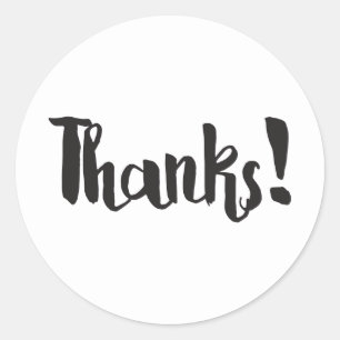 Sticker Rond Merci ! Écriture Épaisse et Grasse Noire Moderne M