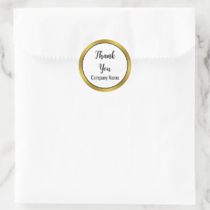 Sticker Rond Merci Elegant Noir Blanc Or Nom commercial