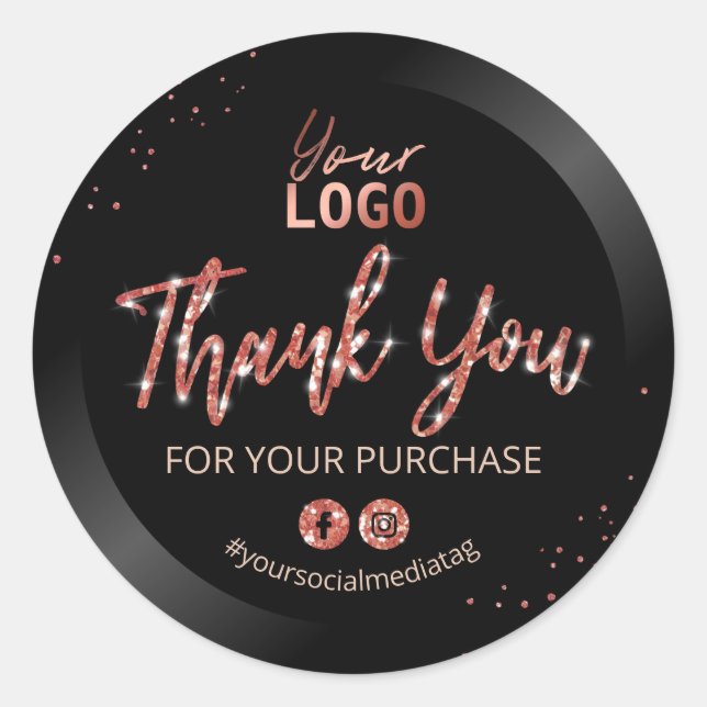 Sticker Rond Merci Élégant Pour Votre Achat (Devant)