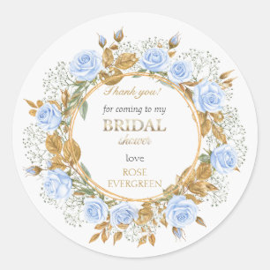 Sticker Rond Merci Élégantes Roses Bleu Poussiéreux Bébé Respir