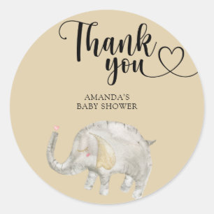 Sticker Rond Merci Éléphant Ballon Aquarelle