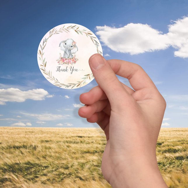 Sticker Rond Merci éléphant bébé (Créateur téléchargé)