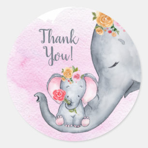 Sticker Rond Merci Eléphant Bébé mou