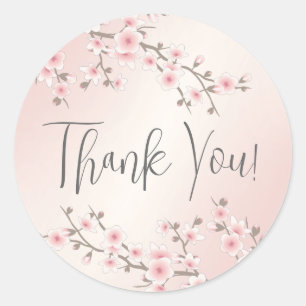 Sticker Rond Merci en fleurs de cerisier d'Apricot