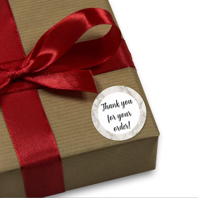 Sticker Rond Merci en marbre beige (Créateur téléchargé)