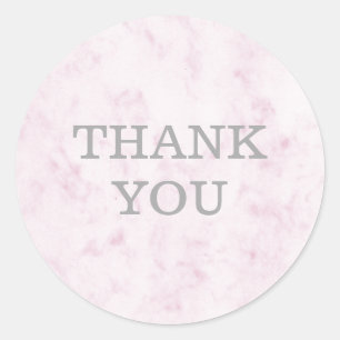 Sticker Rond Merci en marbre rose vif