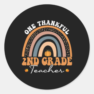 Sticker Rond Merci Enseignant de 2e année Super Thanksgiving Ra