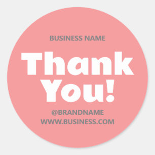 Sticker Rond Merci Entreprise Nom Site Web Pink Grey