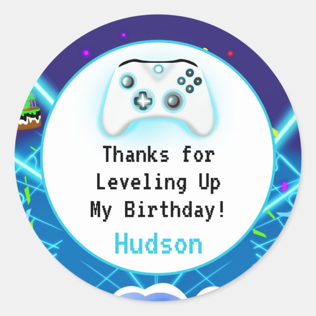 Sticker Rond Merci Epic Joueur Anniversaire Critique Hit! (Devant)