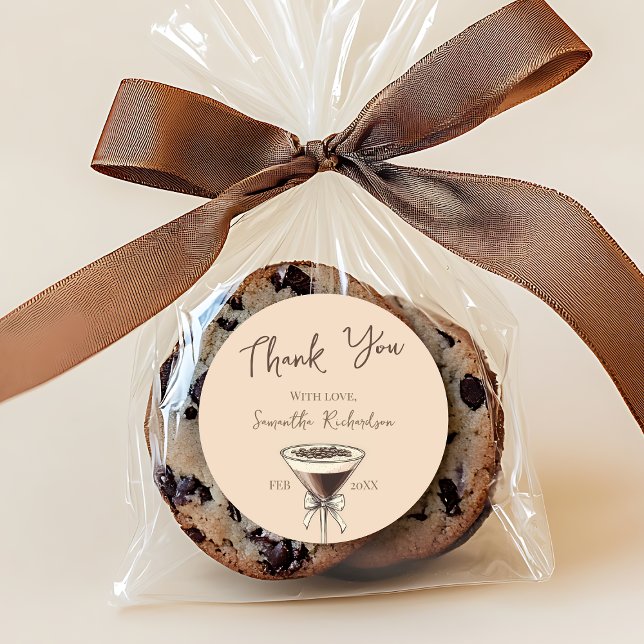 Sticker Rond Merci Espresso Cocktail 30e Anniversaire Faveur (Thank You Espresso Cocktail 30th Birthday Favor Classic Round Sticker)