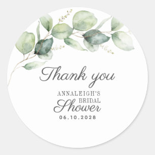 Sticker Rond Merci Eucalyptus Fête des mariées aquarelle