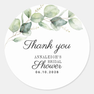 Sticker Rond Merci Eucalyptus Fête des mariées aquarelle