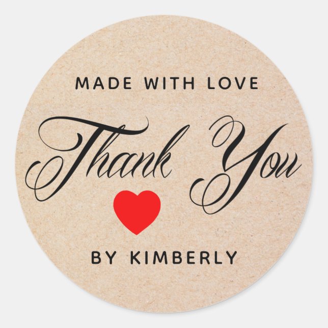 Sticker Rond Merci fait avec amour (Devant)