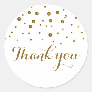 Sticker Rond Merci Faux Gold Confetti