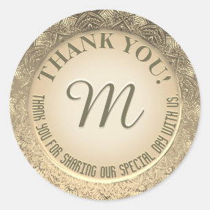 Sticker Rond Merci Faux Gold Foil