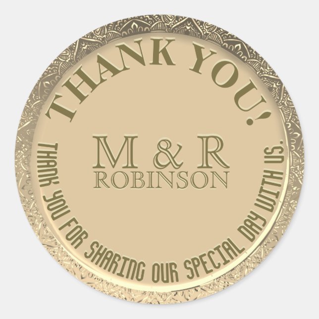 Sticker Rond Merci | Faux Gold Foil (Devant)