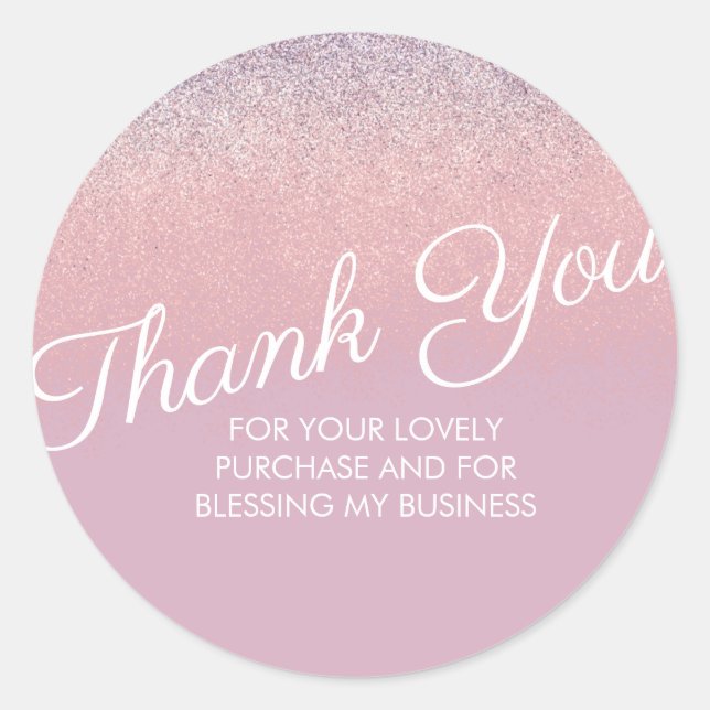 Sticker Rond Merci Faux Parties scintillant rose et pourpre (Devant)