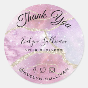 Sticker Rond Merci Faux Pearlescent