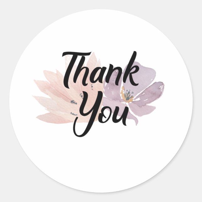 Sticker Rond Merci Favor Floral (Devant)