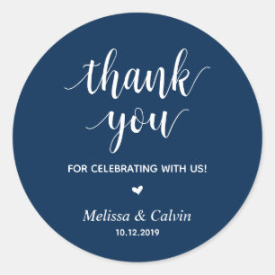 Sticker Rond Merci, fête avec nous, Cadeaux de Mariage