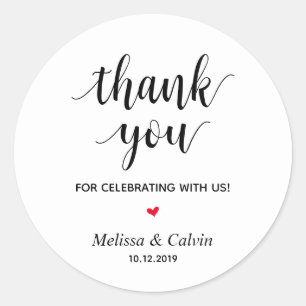 Sticker Rond Merci, fête avec nous, Cadeaux de Mariage