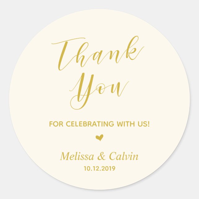 Sticker Rond Merci, fête avec nous, mariage (Devant)