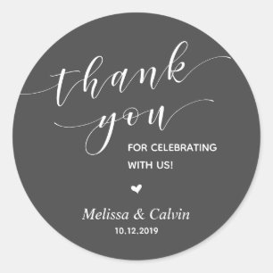 Sticker Rond Merci, fêter avec nous, répétition mariage
