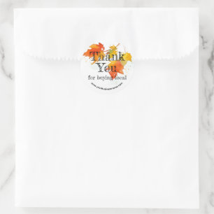 Sticker Rond Merci Feuille Maple Pour L'Achat D'Affaires Locale