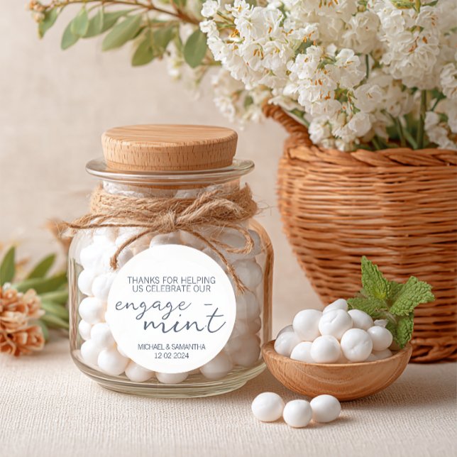 Sticker Rond Merci Fiançailles de la monnaie (Personalized Engagement Party Favor Label)