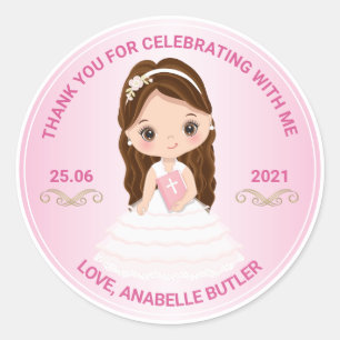 Sticker rond Merci Fille Première Sainte Communion