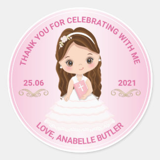 Sticker rond Merci Fille Première Sainte Communion