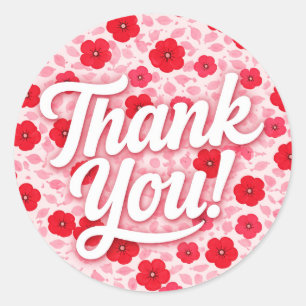 Sticker Rond Merci Floral