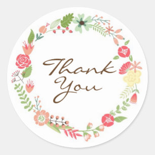 Sticker Rond Merci/Floral