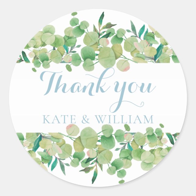 Sticker Rond Merci floral d'Eucalyptus (Devant)
