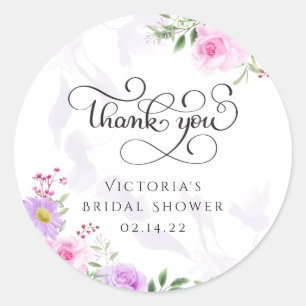 Sticker Rond Merci Floral Élégante Fête des mariées