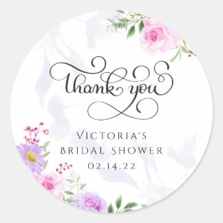 Sticker Rond Merci Floral Élégante Fête des mariées