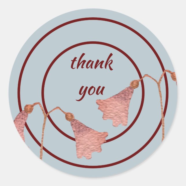 Sticker Rond Merci floral rose géométrique moderne (Devant)