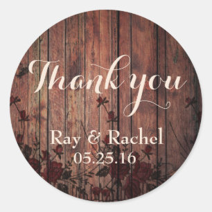 Sticker Rond Merci Floral Rouge Faux Lace