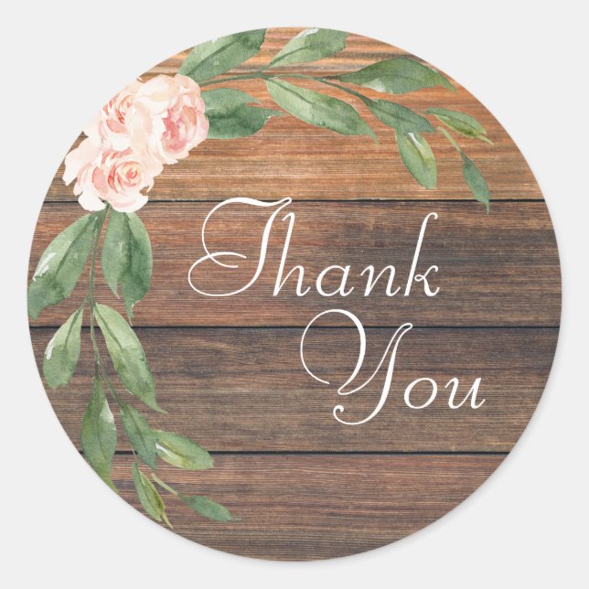 Sticker Rond Merci Floral Rustique  Mariage (Devant)