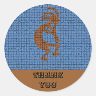 Sticker Rond Merci général de symbole de Kokopelli de Natif