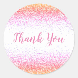 Sticker Rond Merci Glam Parties scintillant rose Élégant Script