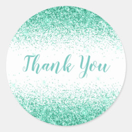 Sticker Rond Merci Glam Parties scintillant verte Élégant Scrip