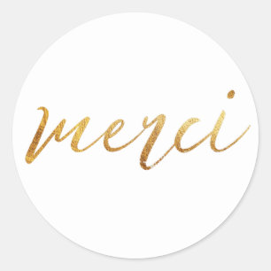 Sticker Rond Merci Gold Elegant Merci