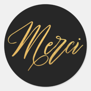 Sticker Rond Merci Gold Elegant Merci