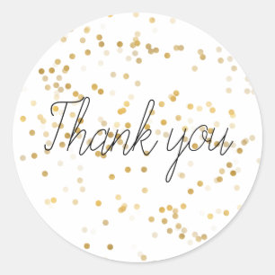 Sticker Rond Merci Gold Glam Confetti
