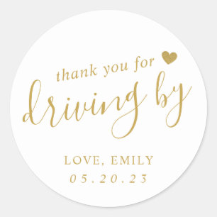 Sticker Rond Merci Gold Heart moderne pour conduire par