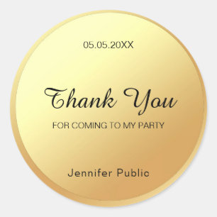 Sticker Rond Merci Gold Modèle Élégant manuscrit