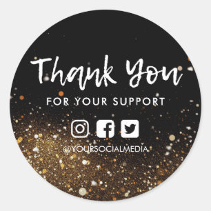 Sticker Rond Merci Gold Parties scintillant Media Insertion
