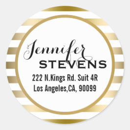 Sticker Rond Merci - Gold Stripes Motif géométrique